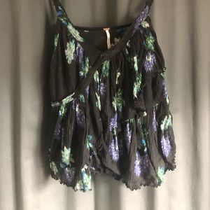FREE PEOPLE Blue Floral Flowy Top